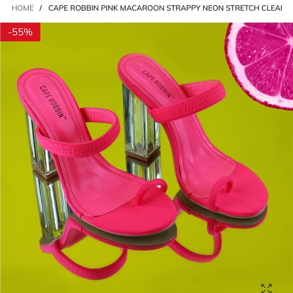 Cape Robbin Pink Macaroon Strappy Neon Stretch Clear Lucite High Heel Sandals - Picture 1 of 11